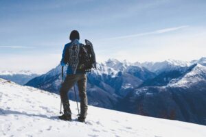 Man climbing mountain.